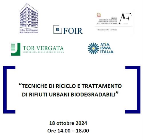 Un seminario sulle tecniche di riciclo e trattamento di rifiuti organici il 18 ottobre a Roma